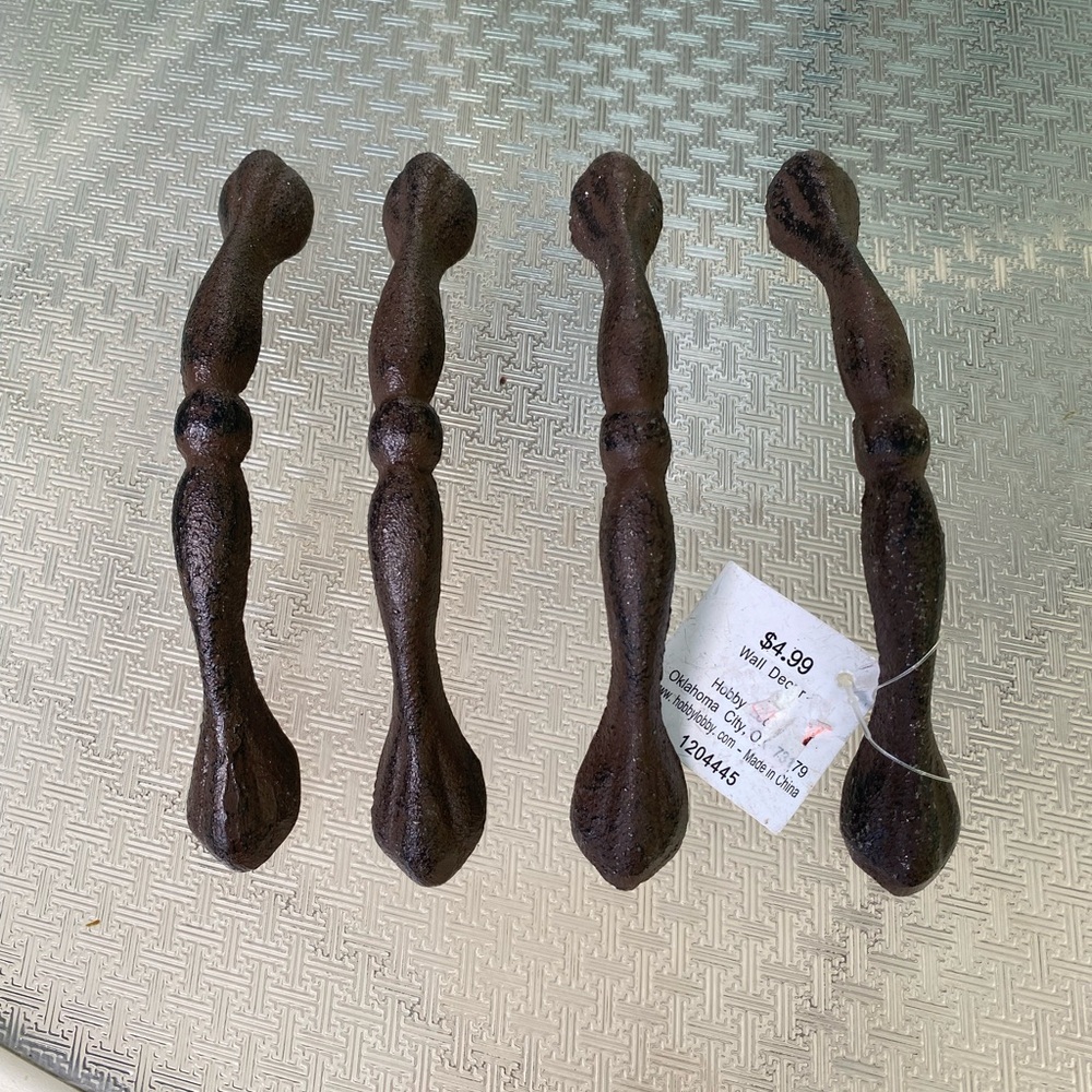 NWT 4 wrought iron cabinet door handle pulls
